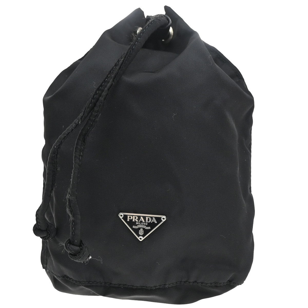 PRADA Tessuto Mini Drawstring Pouch Bag Nylon Leather Black SHW Italy 36KB859