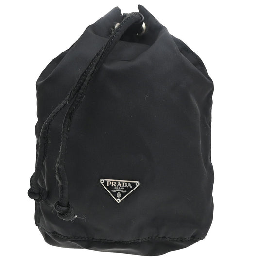 PRADA Tessuto Mini Drawstring Pouch Bag Nylon Leather Black SHW Italy 36KB859