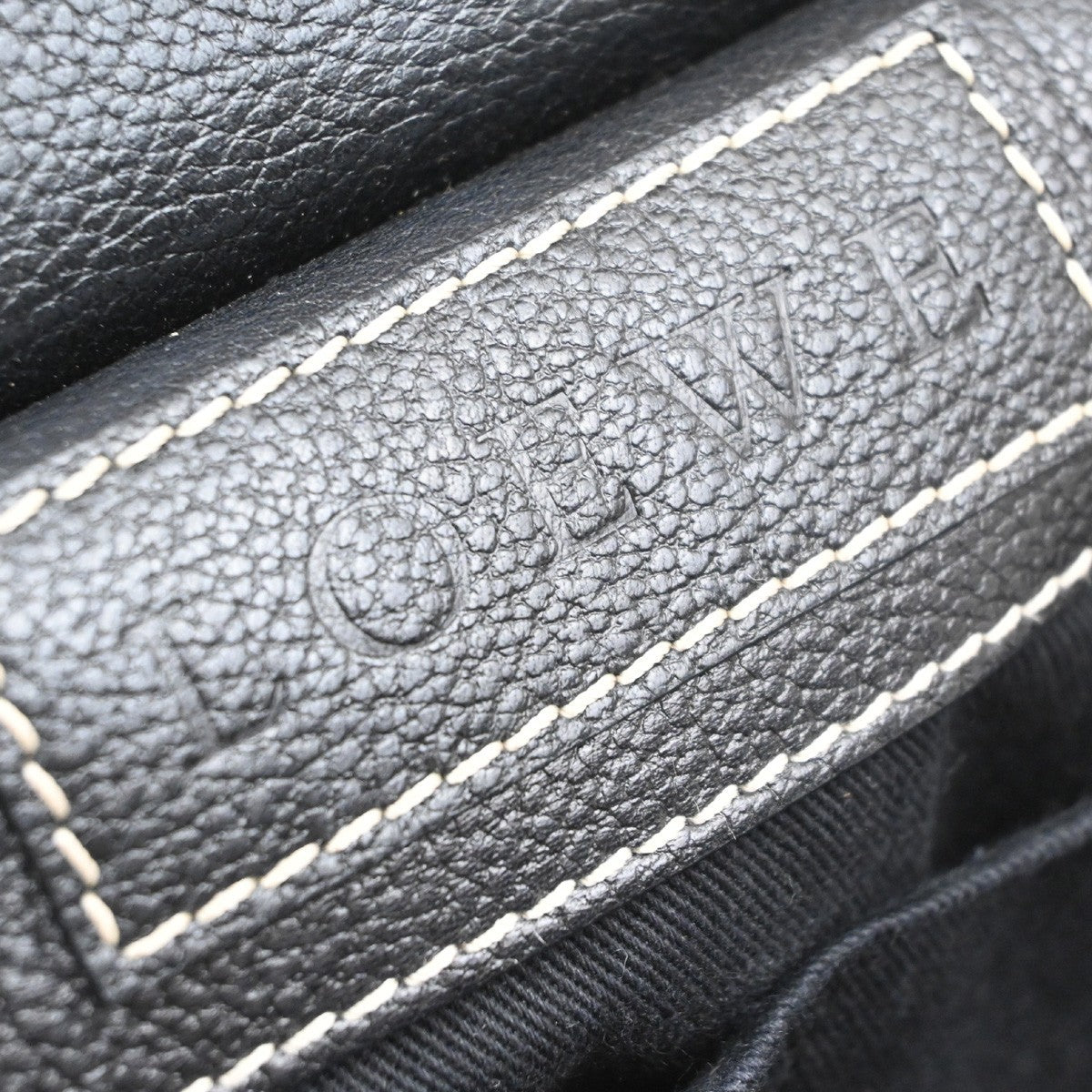 LOEWE Logo 2way Crossbody Shoulder Hand Bag Leather Black GHW 77MA633