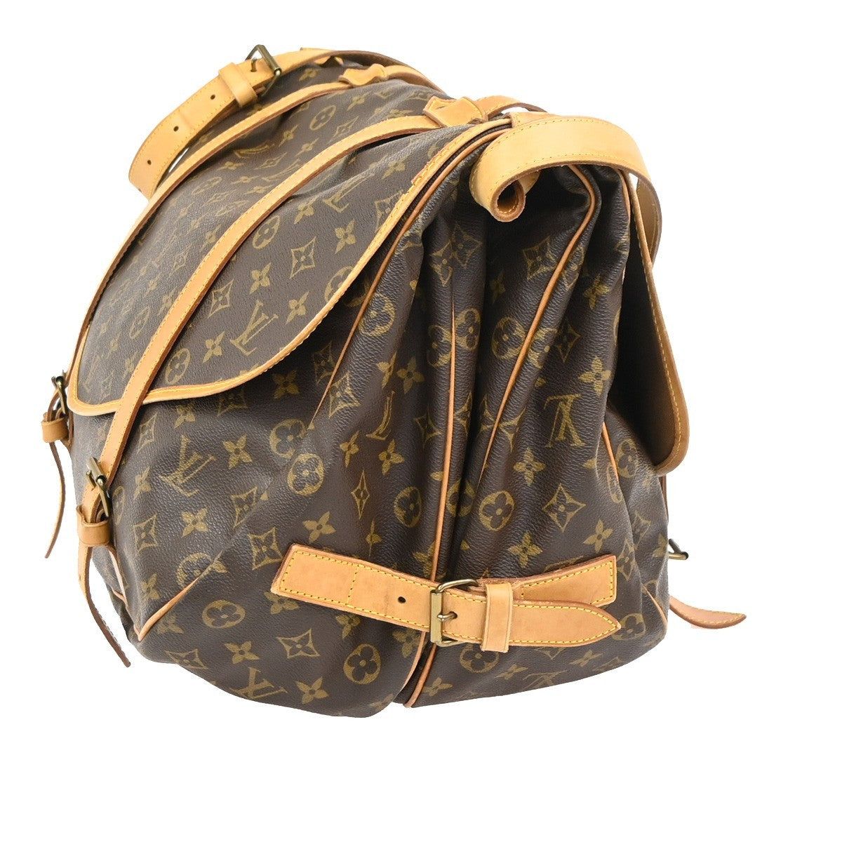 LOUIS VUITTON Logo Saumur 43 Shoulder Bag Monogram Leather Brown M42252 12YH900