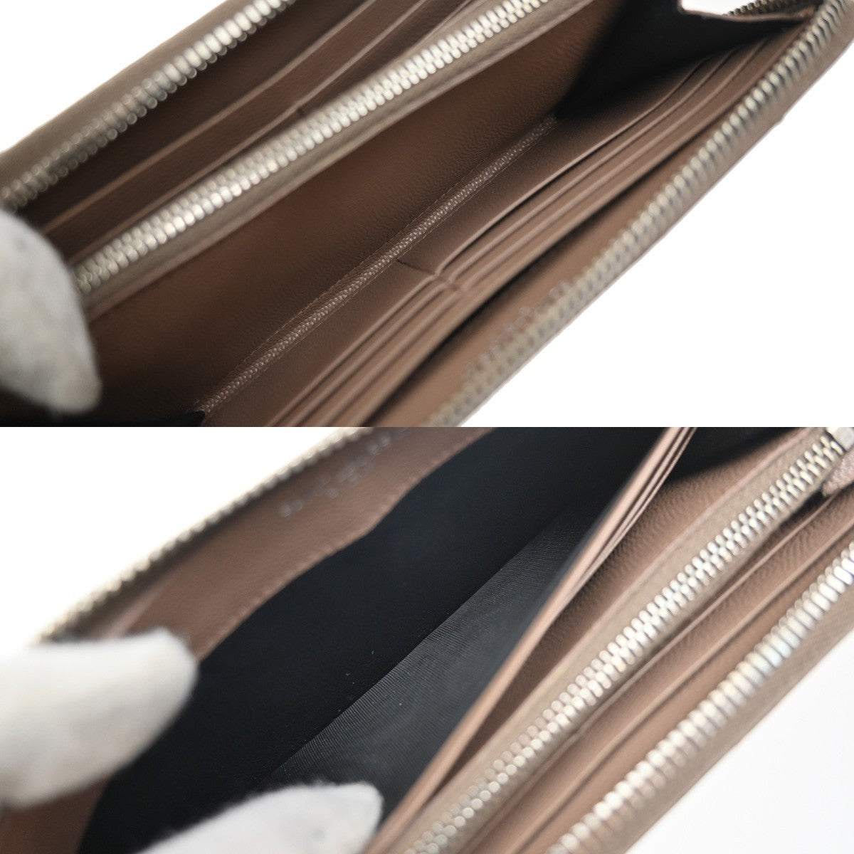 SAINT LAURENT YSL Logo Zipper Around Long Wallet Leather Beige SHW 64KP337