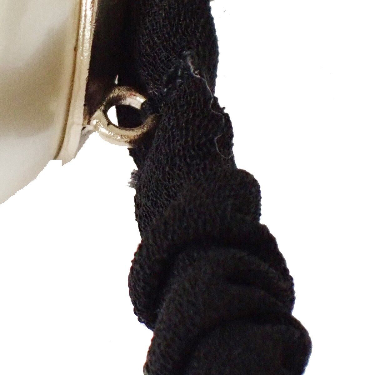 CHANEL Logo Hair rubber band Accessory Imitation Pearl Black Gold 38SH105
