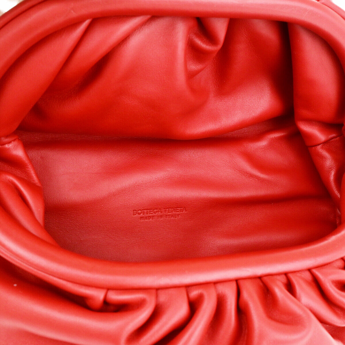 BOTTEGA VENETA The Chain Pouch Shoulder Body Bag Leather Red Silver 609RF159