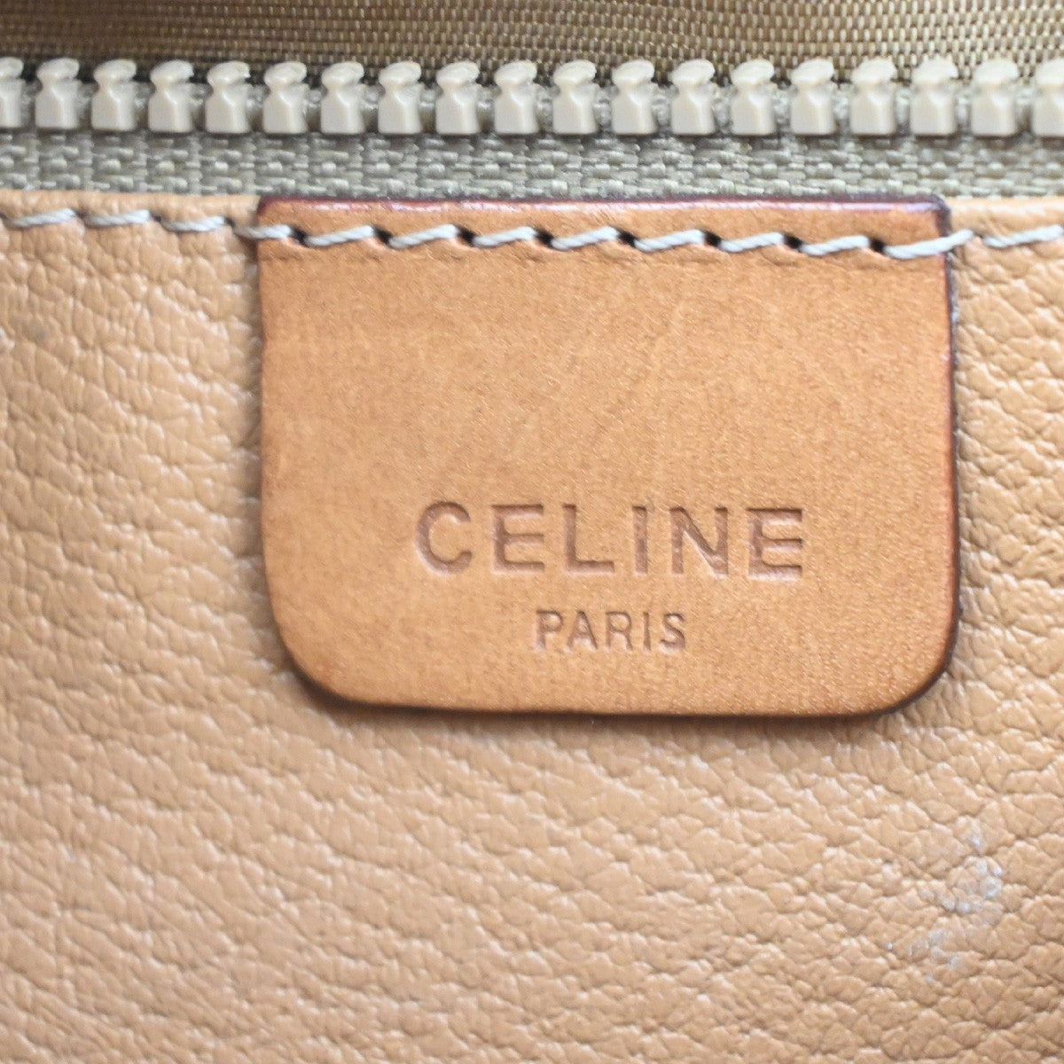 CELINE Macadam Pattern 2Way Shoulder Clutch Bag PVC Leather Beige Italy 69MA114