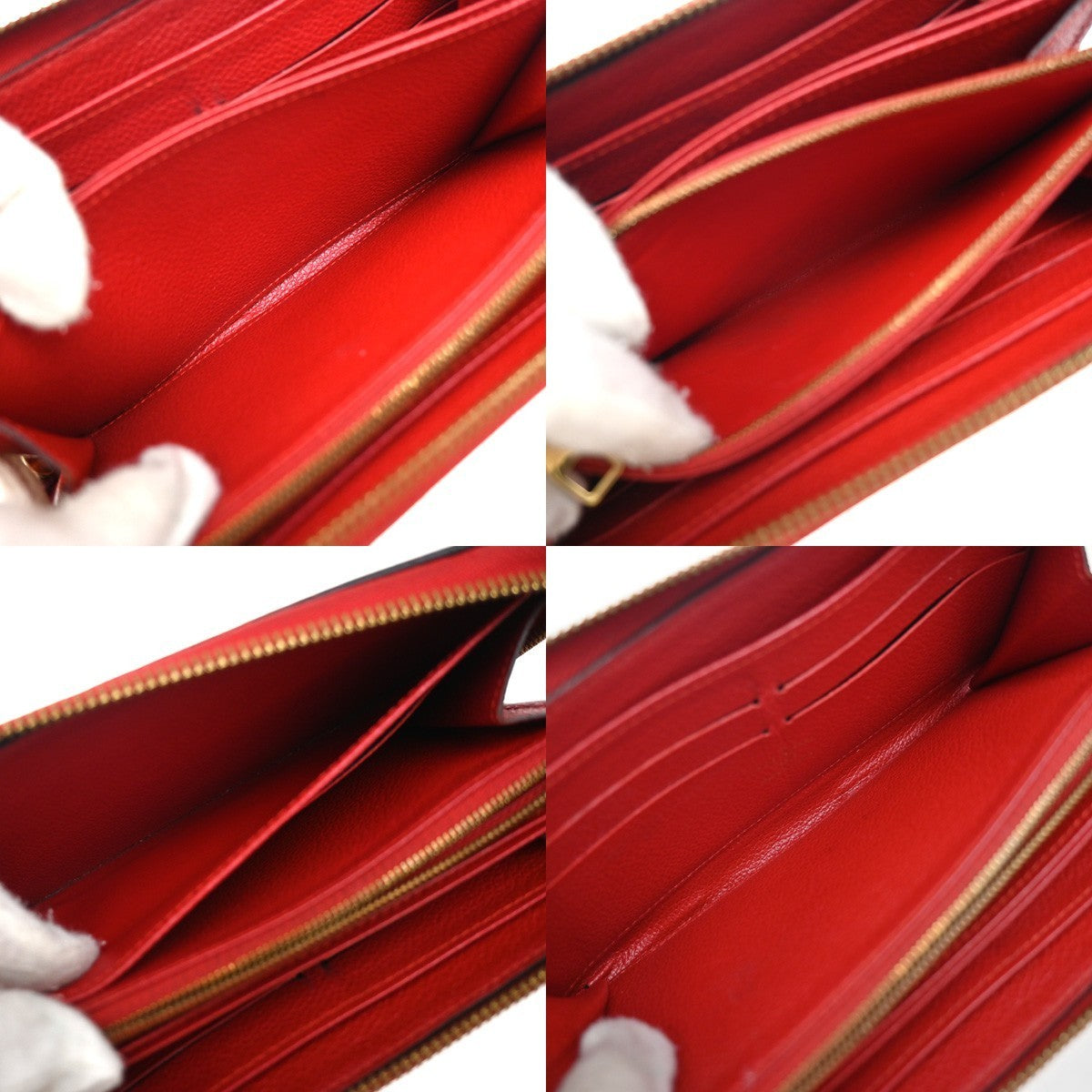 LOUIS VUITTON Logo Long Zippy Wallet Monogram Empreinte Red M63691 31KP278