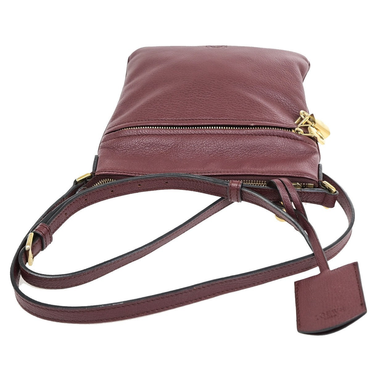 LOEWE Logo Anagram Crossbody Shoulder Bag Leather Red SHW Spain 87CB049