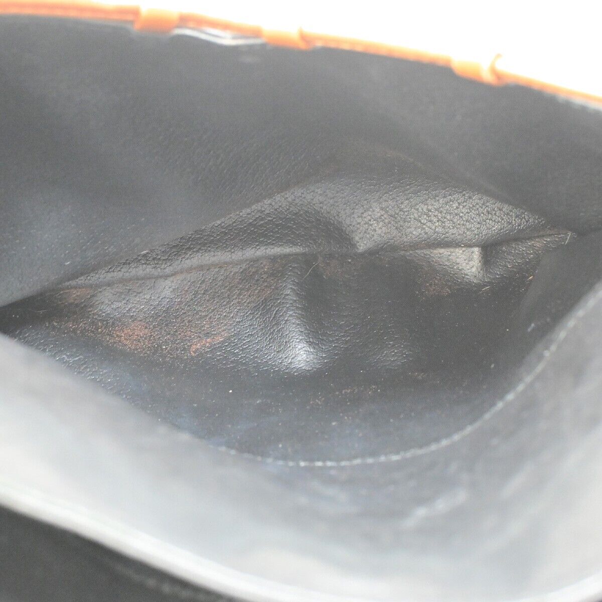 CELINE PARIS Logo Shoulder Bag Leather Black Brown Gold Italy 01EB542