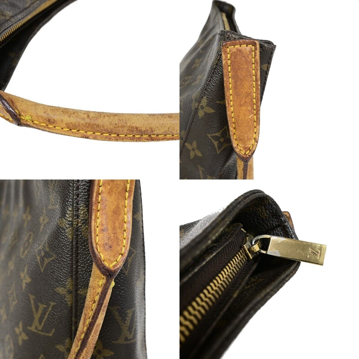 LOUIS VUITTON Logo Looping GM Shoulder Bag Monogram Leather Brown M51145 36EB697