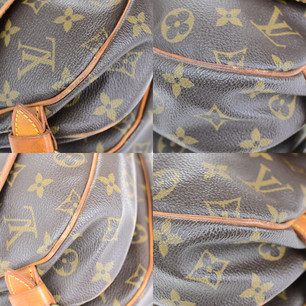 LOUIS VUITTON Logo Saumur 30 Shoulder Bag Monogram Leather Brown M42256 30YG704
