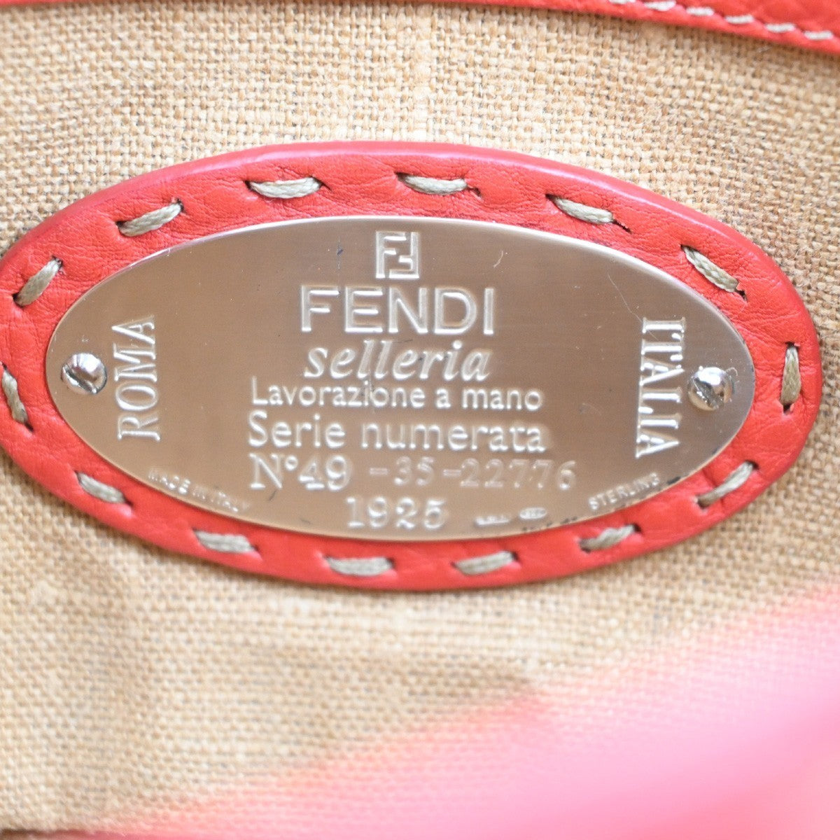 FENDI Logo Selleria Mini Linda Hand Bag Leather Red GHW Italy 31MA128
