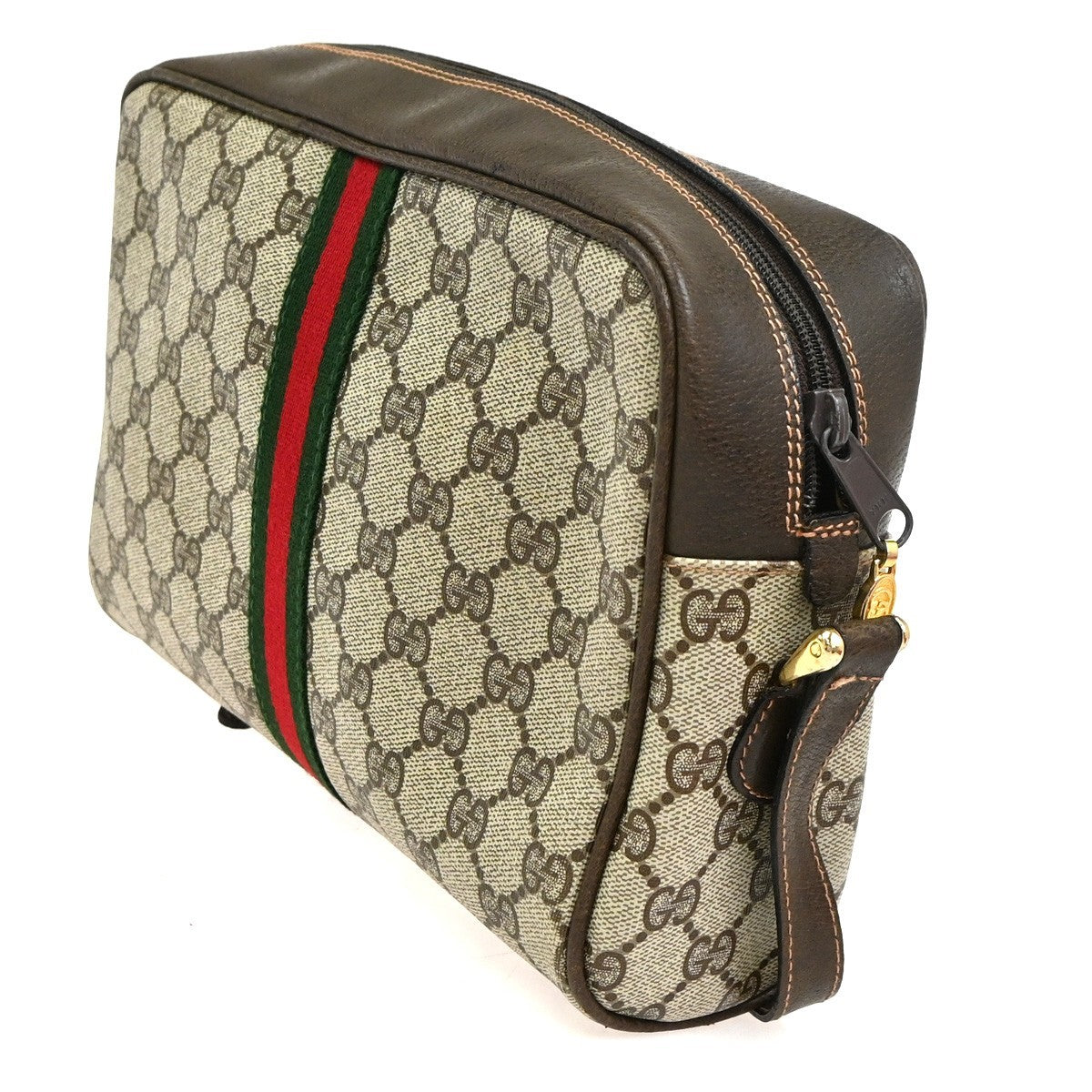 Gucci Logo GG Pattern Sherry Crossbody  Shoulder Bag PVC Leather Brown 37CA993
