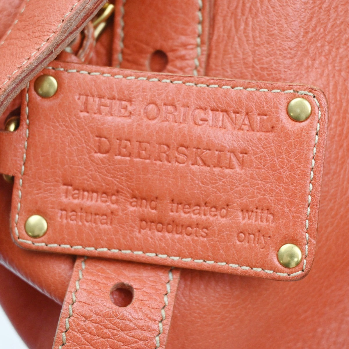 PRADA Logo Shoulder Tote Bag Leather Orange GHW Italy 34KP583