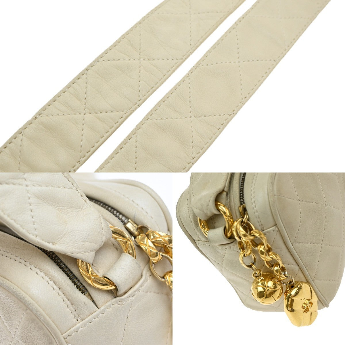 CHANEL CC Matelasse Chain Mini Shoulder Bag Leather White GHW Vintage 59RP109