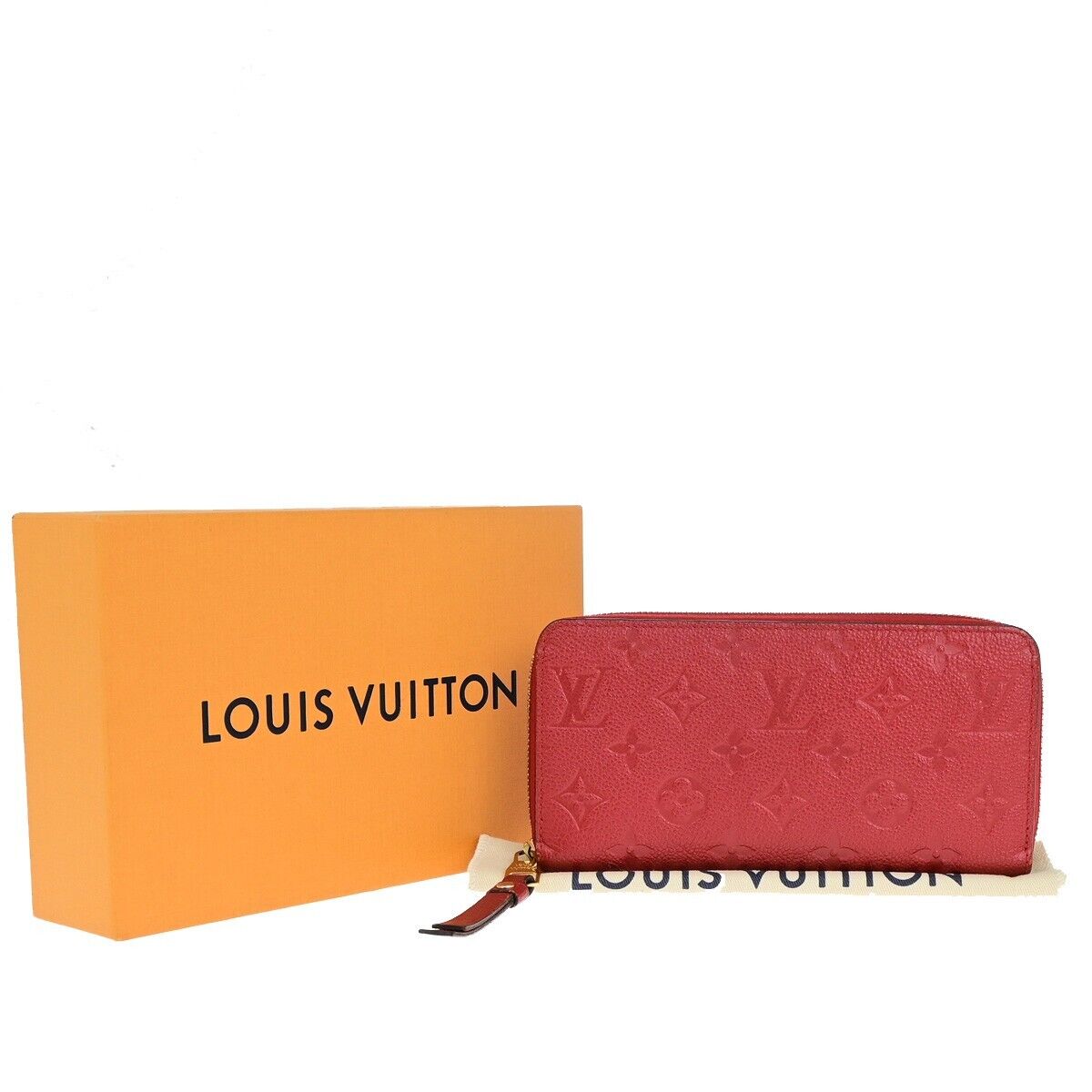 LOUIS VUITTON Clemence Long Bifold Wallet Monogram Empreinte Red M60169 79EC965