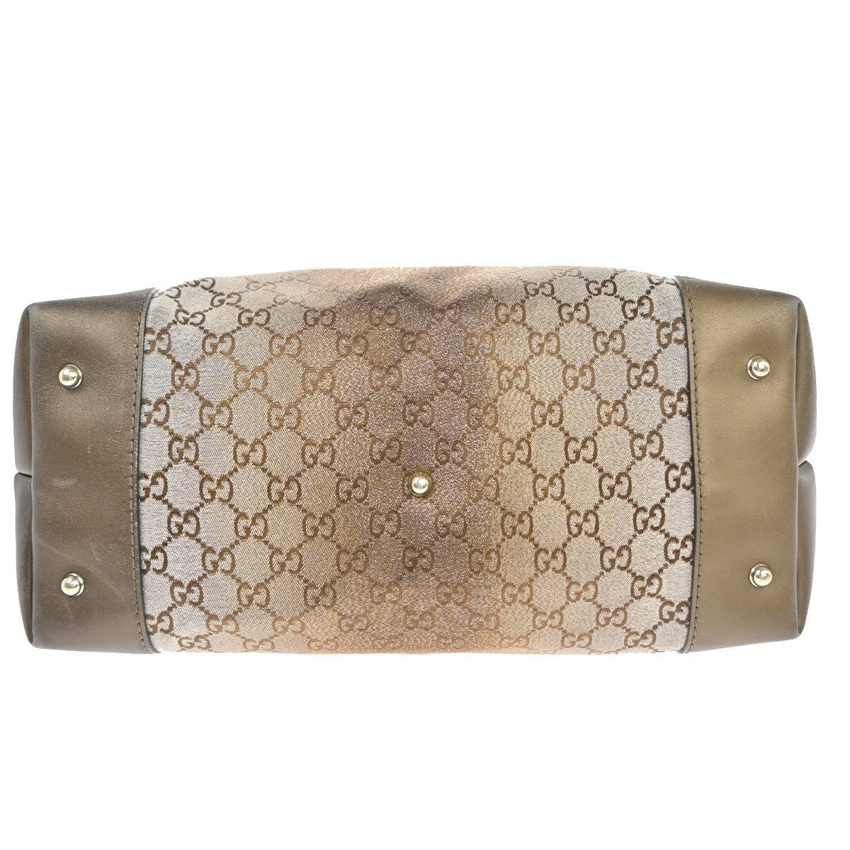 GUCCI GG Pattern Heart Bit Shoulder Bag Lurex Canvas Leather Brown Italy 31KC625