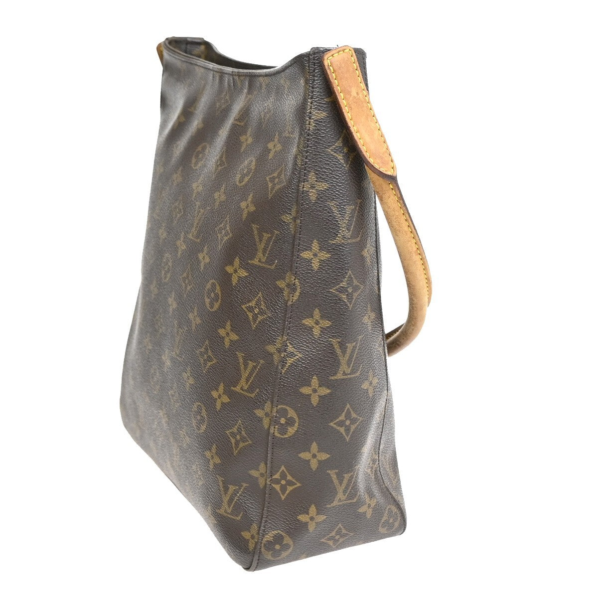 LOUIS VUITTON Logo Looping GM Shoulder Bag Monogram Leather Brown M51145 30FB573