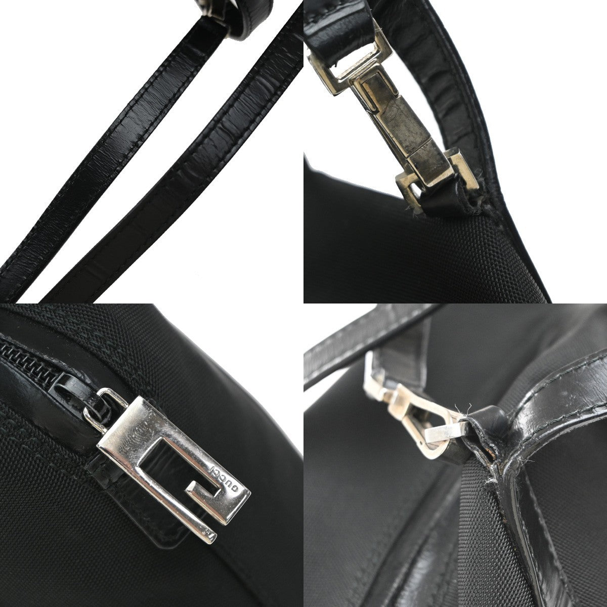 GUCCI Logo2Way Shoulder Hand Bag Nylon Patent Leather Black SHW Italy 09KP415
