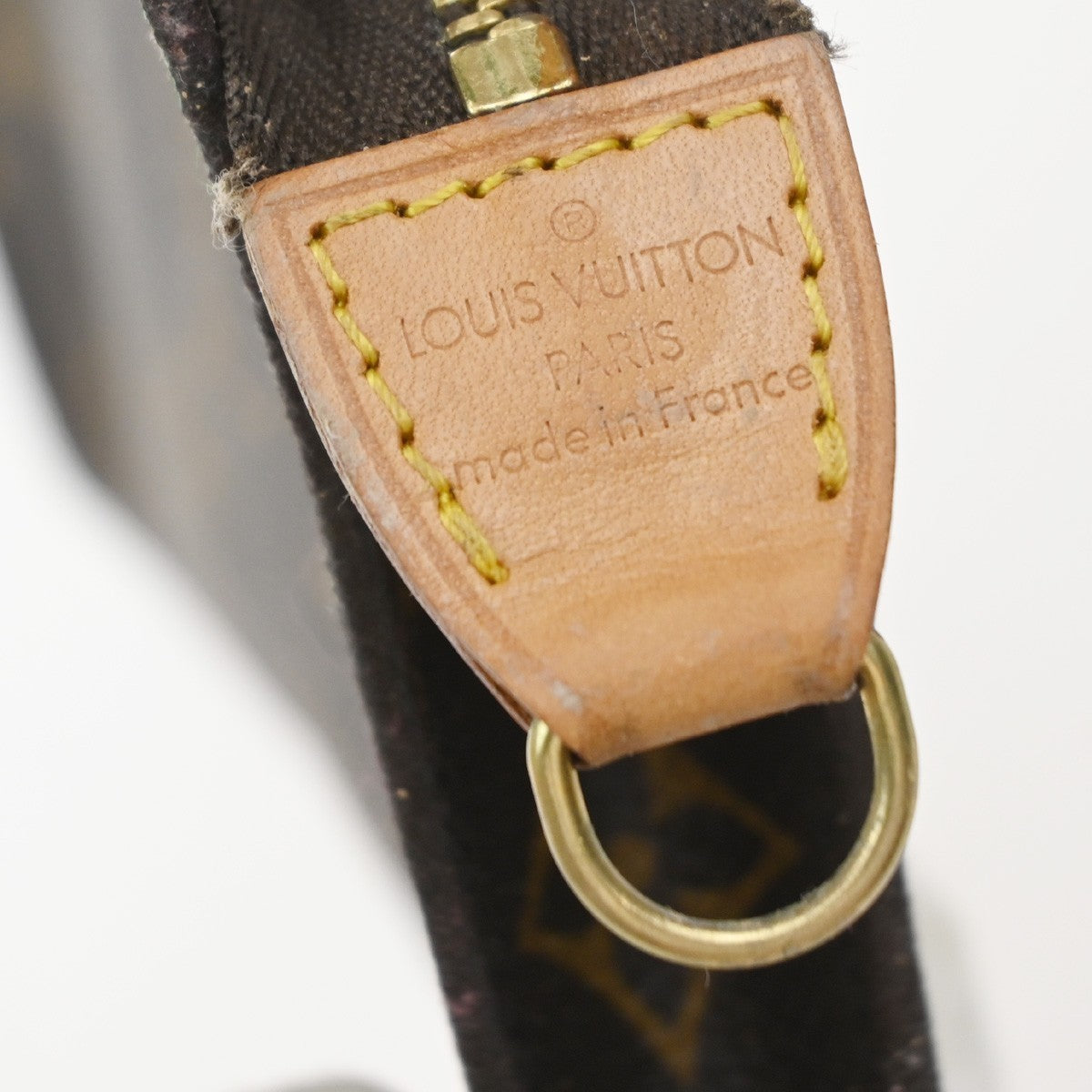 LOUIS VUITTON LV Logo Bucket GM Pouch Bag Monogram Leather Brown Gold 02YJ222