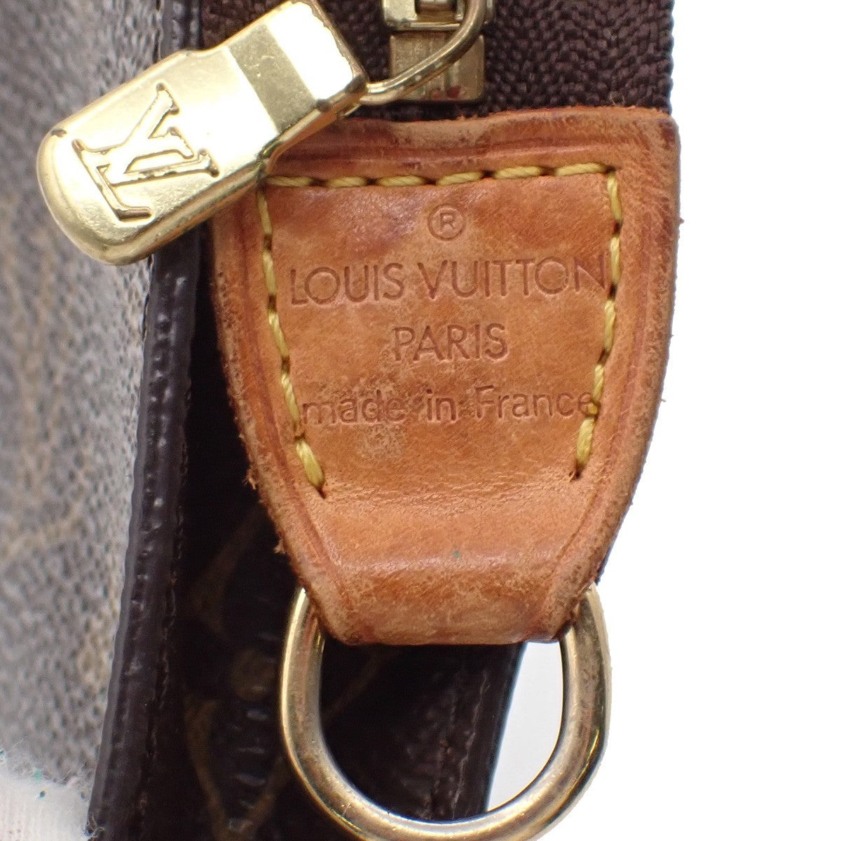 LOUIS VUITTON Logo BUCKET PM Pouch Bag Monogram Leather Brown France 60KB735