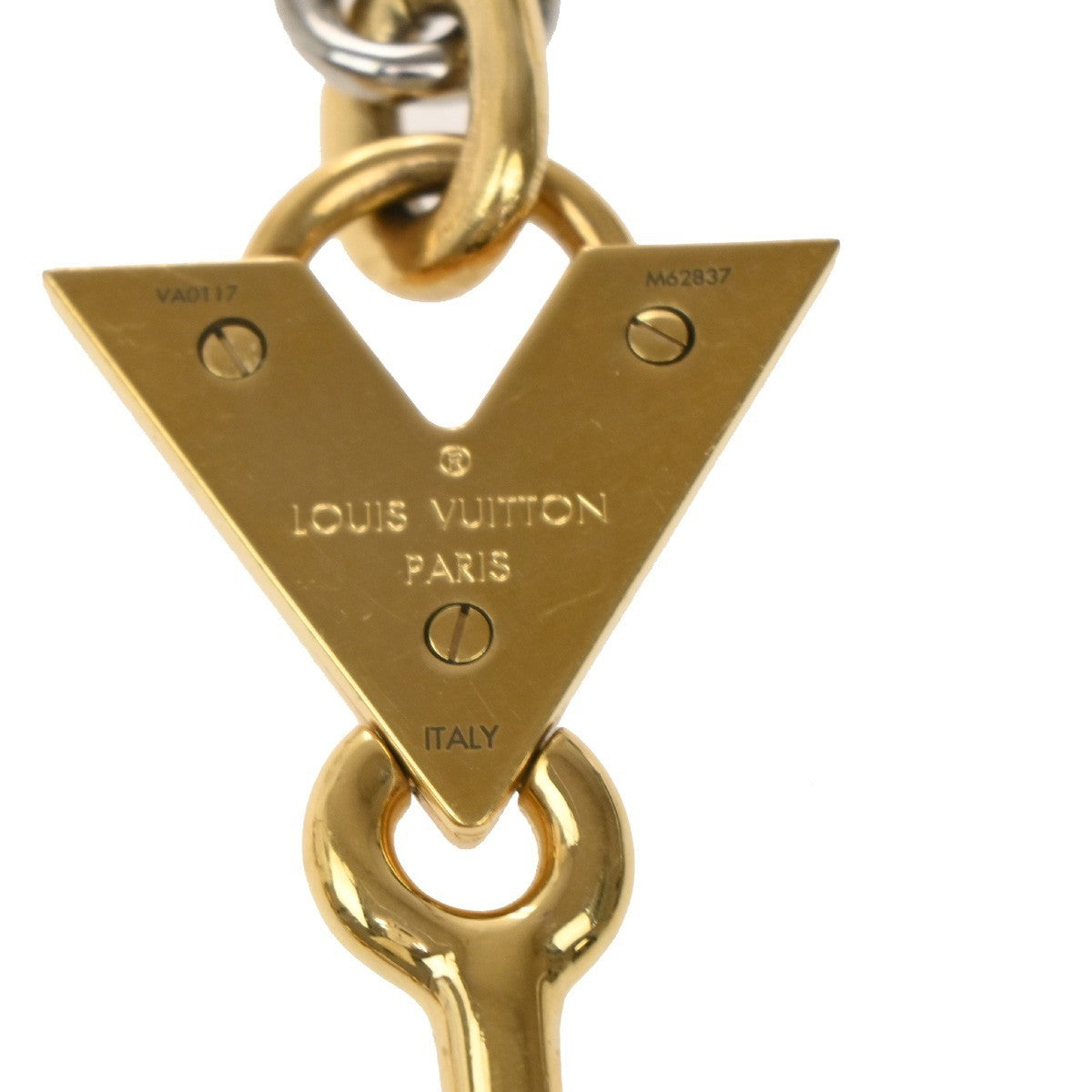 LOUIS VUITTON Logo Chain Long Necklace Gold Silver Italy M62837 87KP110