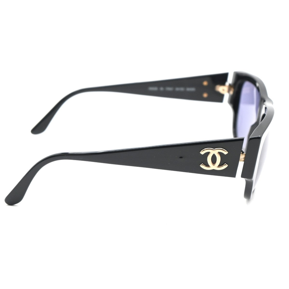 CHANEL CC Logo Sunglasses Eye Wear Metal Plastic Black Italy 04153 67RL635