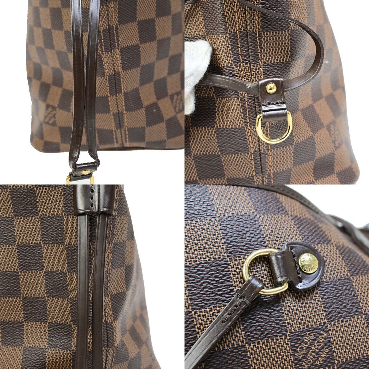 LOUIS VUITTON Neverfull MM Shoulder Bag Damier Ebene Leather BN N51105 29SJ002
