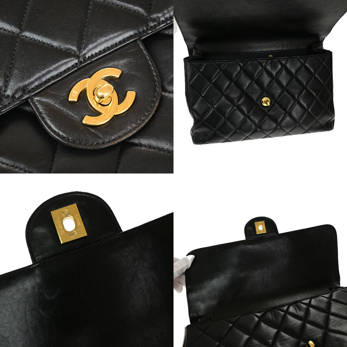CHANEL CC Matelasse 30 Both Flap Chain Shoulder Bag Leather Black GHW 823RJ921
