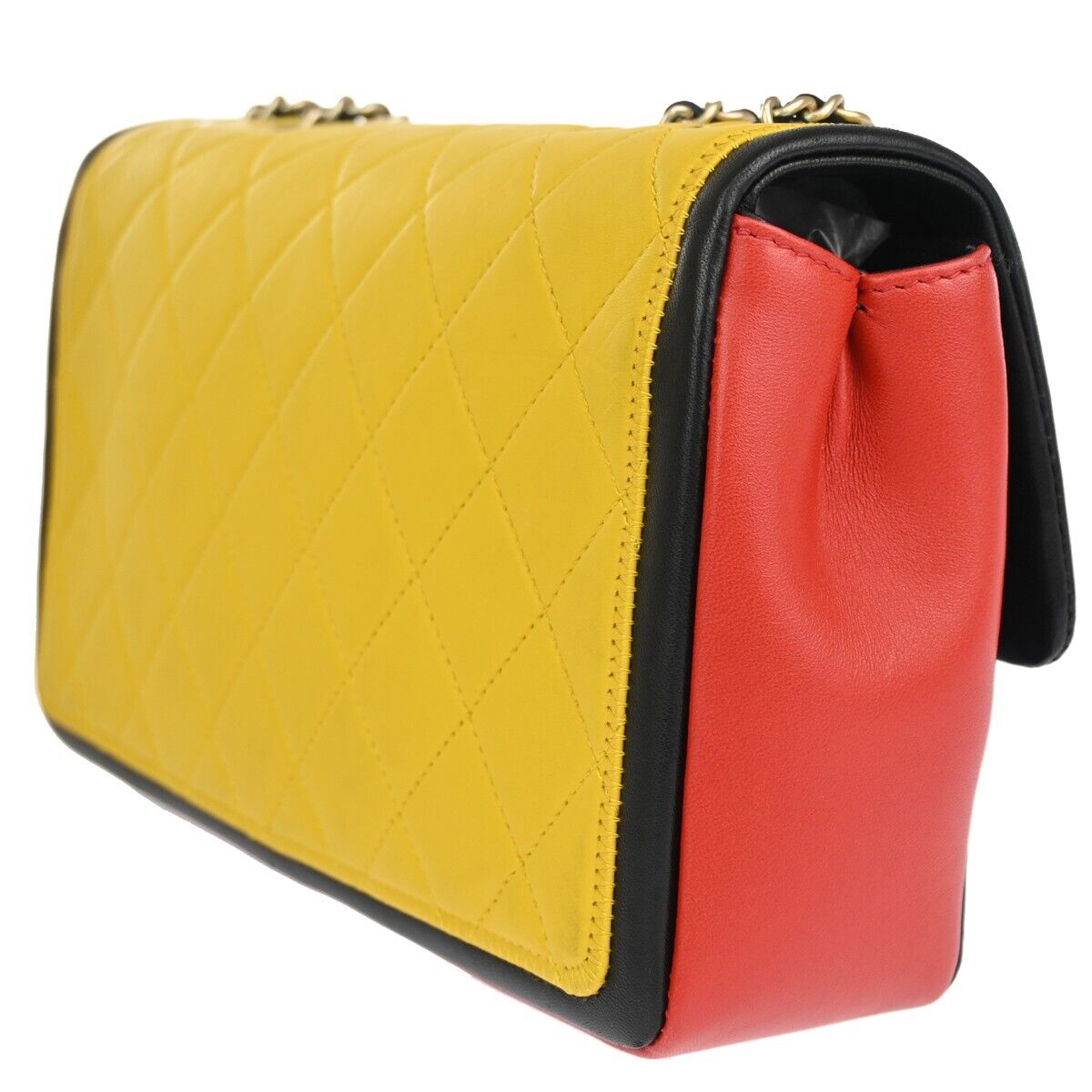 CHANEL Multicolor Matelasse Flap Chain Shoulder Bag Leather BK BE RD YW 730RJ623