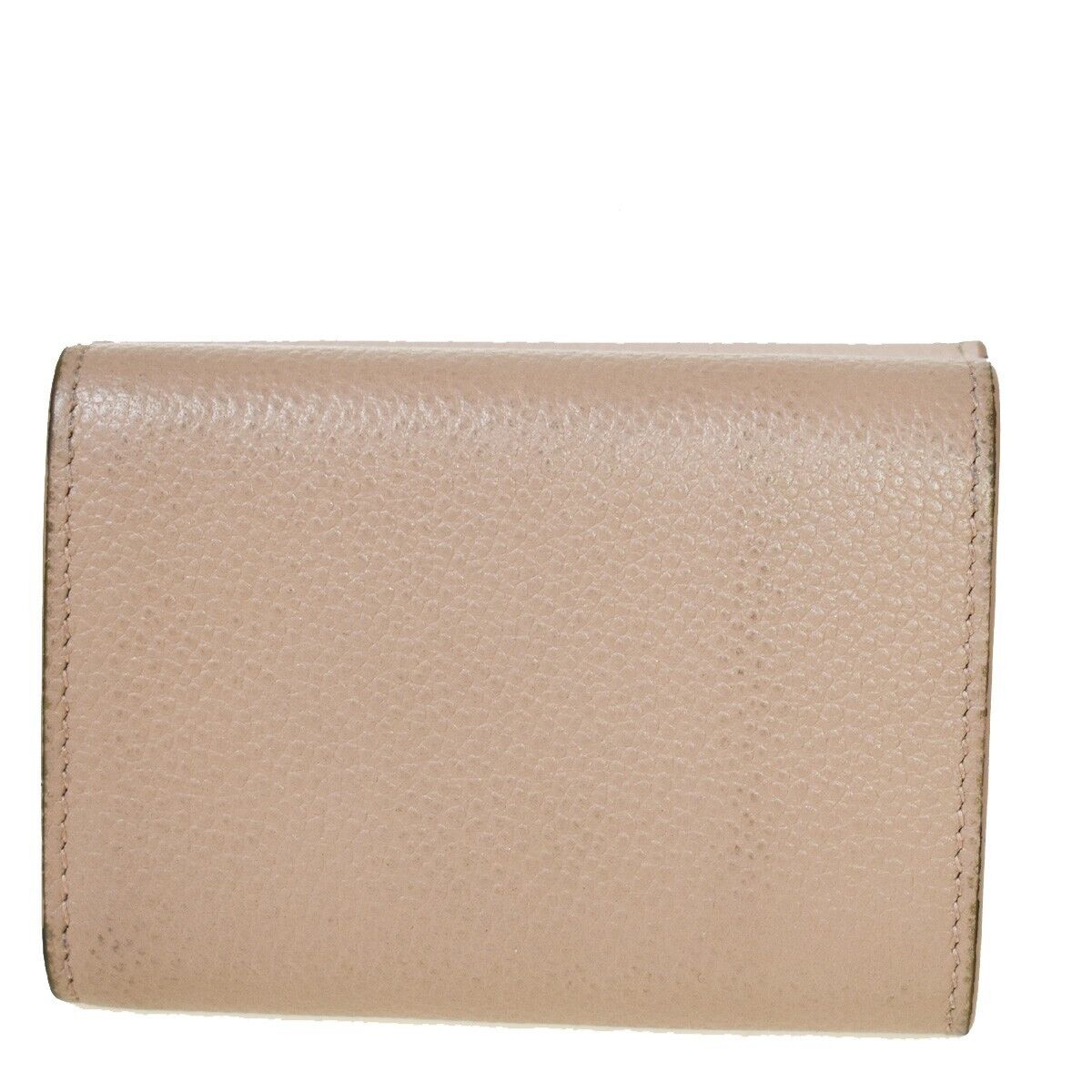 SAINT LAURENT YSL Logo Trifold Wallet Purse Leather Pink Beige Italy 05JH713