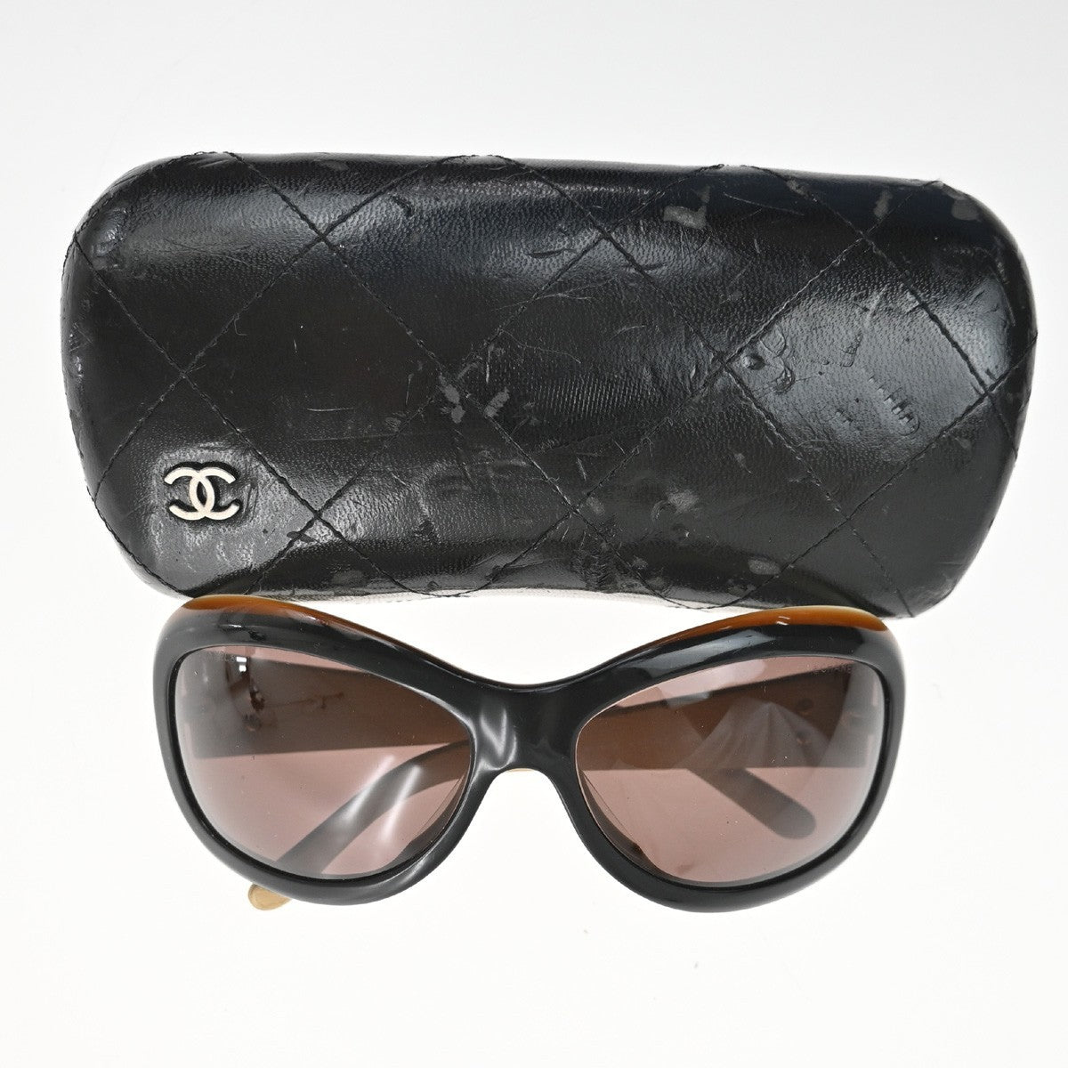 CHANEL CC Matelasse Sunglasses Eye Were 5116-Q Plastic Leather BN BE 63RL855