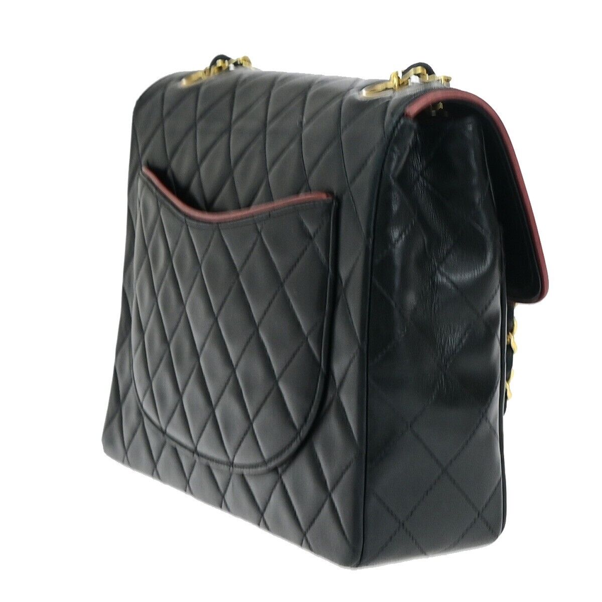 CHANEL CC Matelasse Chain Shoulder Bag Leather Black France Vintage 320RJ932