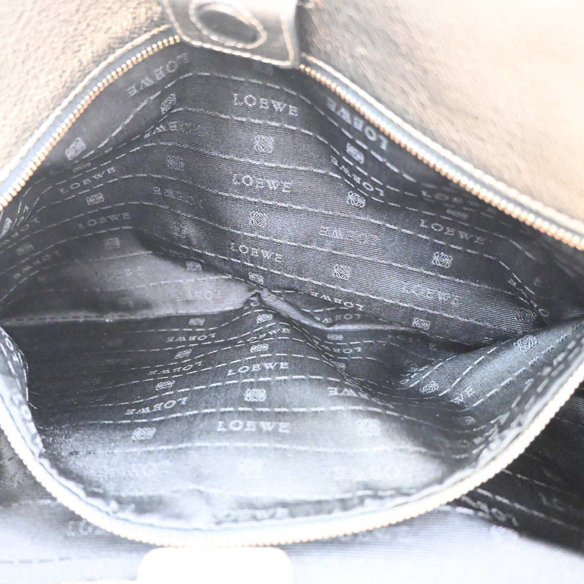 LOEWE Anagram Shoulder Bag Leather Metallic Gold GHW Spain 70KC465