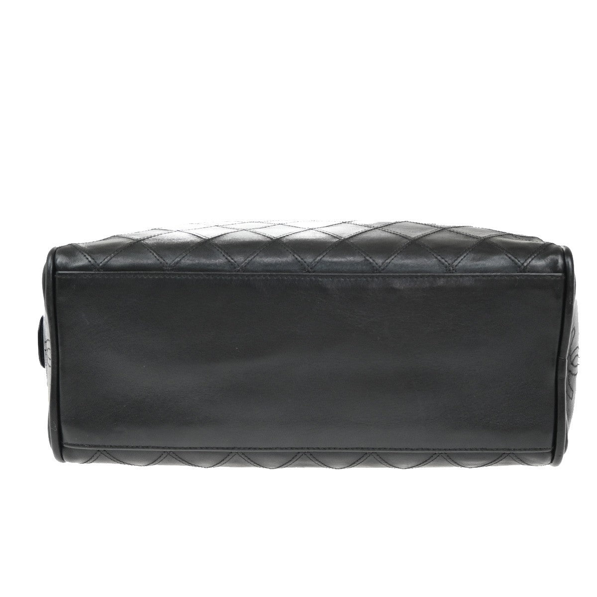 CHANEL CC Logo Bicolore Vanity Bag Pouch Leather Black GHW Italy 88KB491
