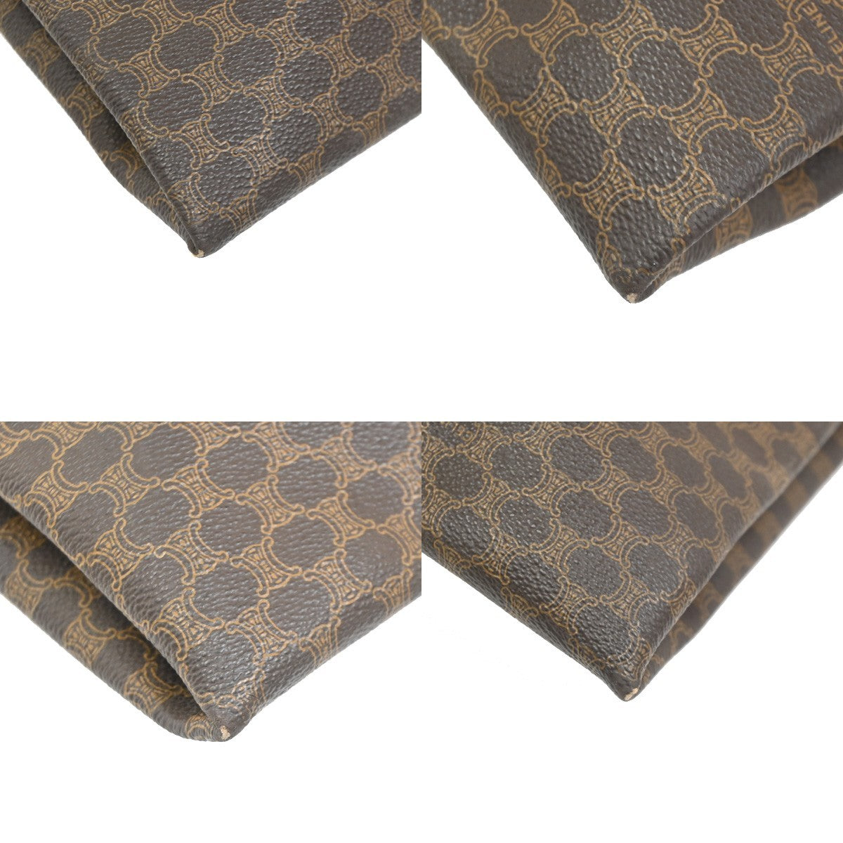 CELINE 2 Set Macadam Pattern Shoulder Bag PVC Leather Brown GHW 02TA450