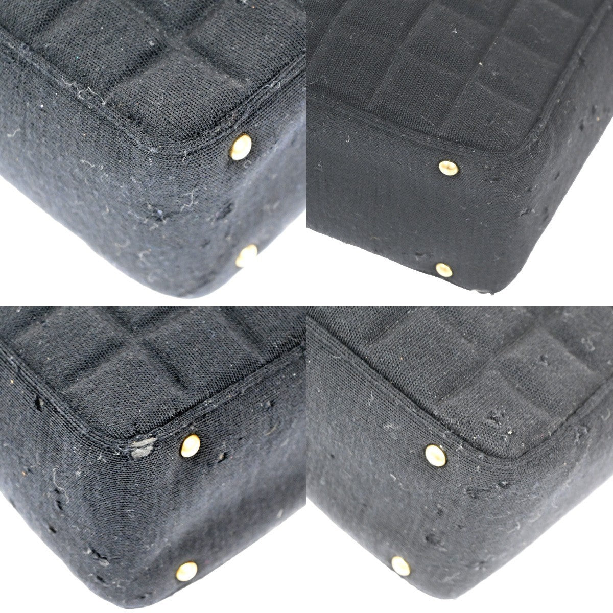 CHANEL CC Chocolate Bar Shoulder Hand Bag Canvas Black GHW 70RL791