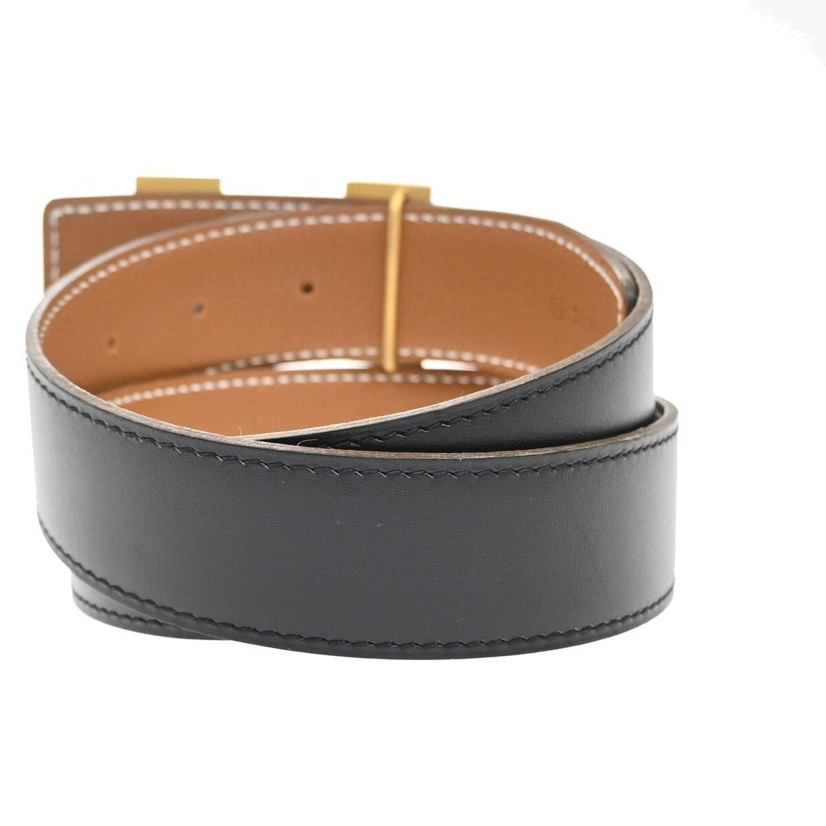 HERMES Constance H Logo Reversible Buckle Belt Leather Size 70 BK BN GHW 70RL196