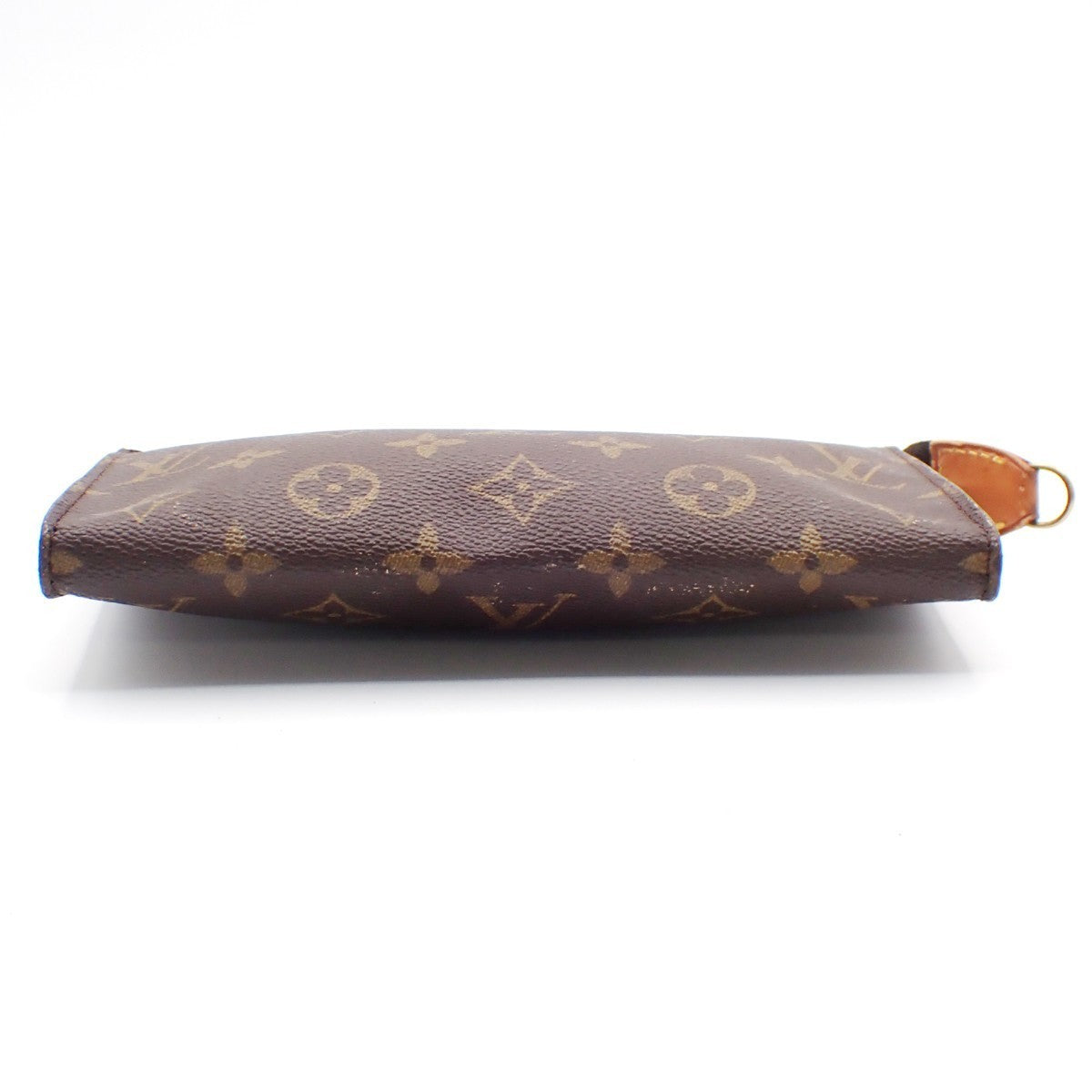 LOUIS VUITTON LV Logo Bucket GM Pouch Bag Monogram Leather Brown Gold 66KC145
