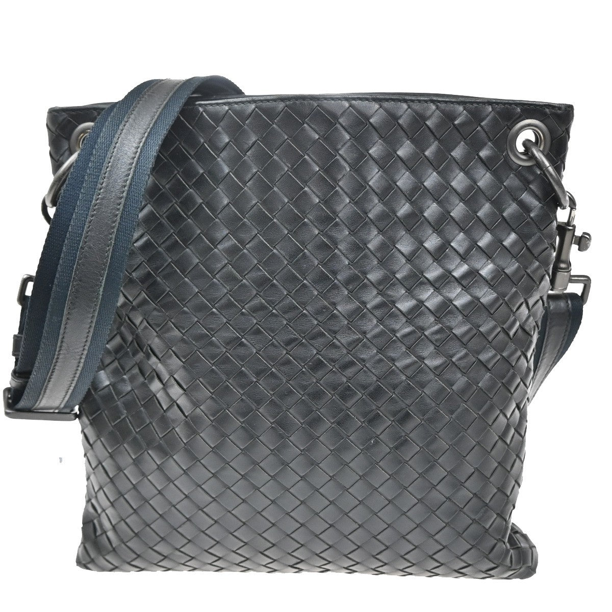 BOTTEGA VENETA Intrecciato Shoulder Bag Leather Black Italy 172736 12RL630