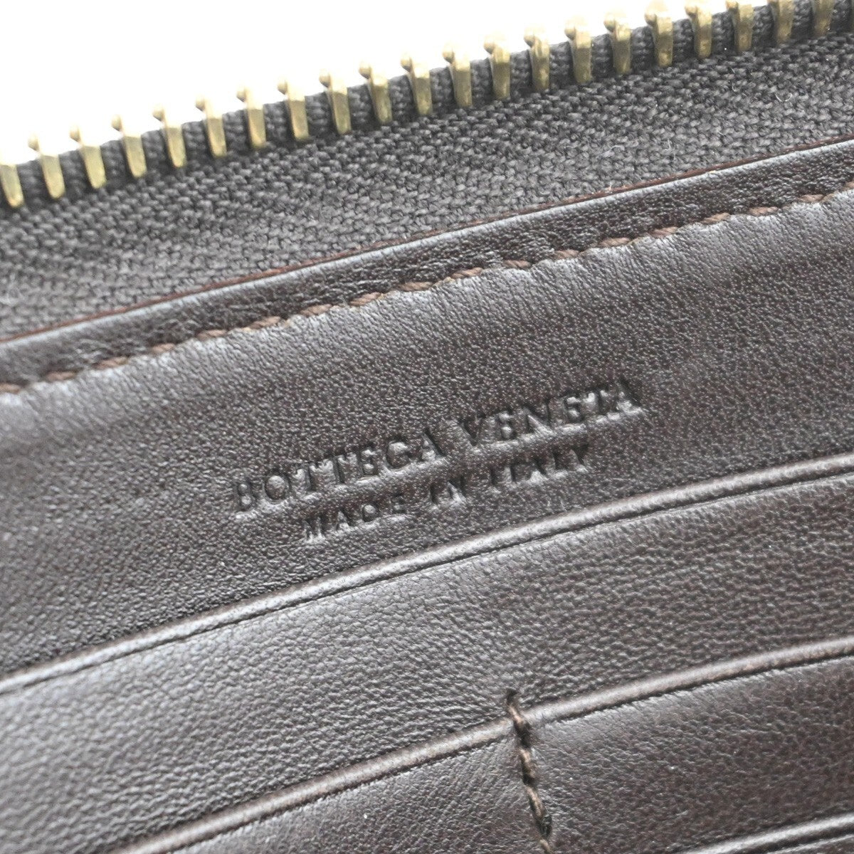 BOTTEGA VENETA Logo Intrecciato Long Zipper Around Wallet Leather Brown 65EE345