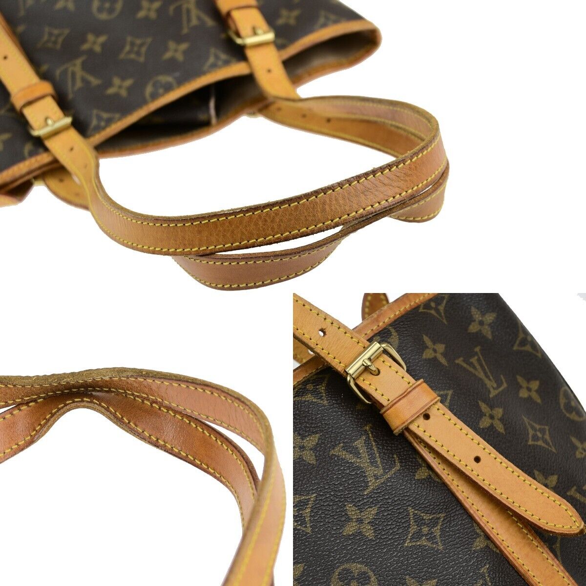 LOUIS VUITTON BUCKET GM Shoulder Tote Bag Monogram Leather Brown M42236 31ED302
