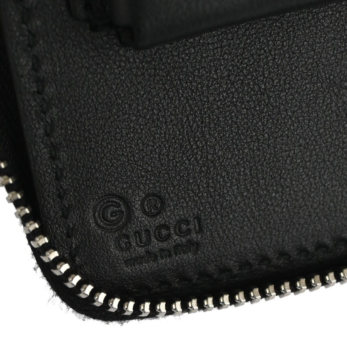 GUCCI Micro GG Guccissima Travel Case Wallet Leather Black SHW Italy 18YE185