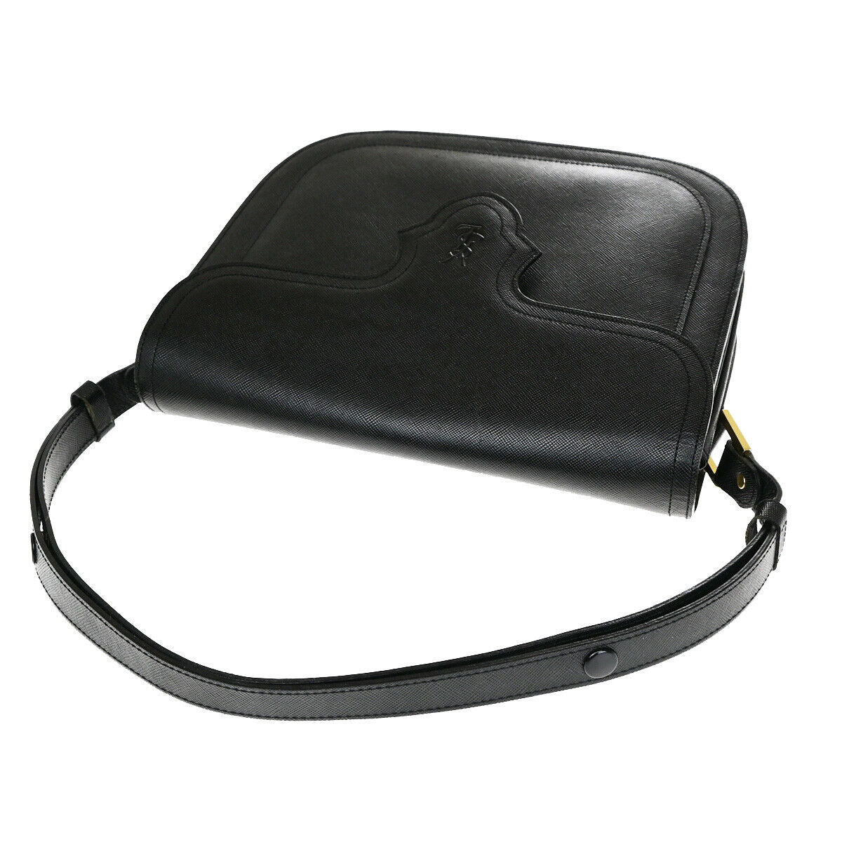YVES SAINT LAURENT YSL Logo Shoulder Bag Leather Black GHW 83YG375