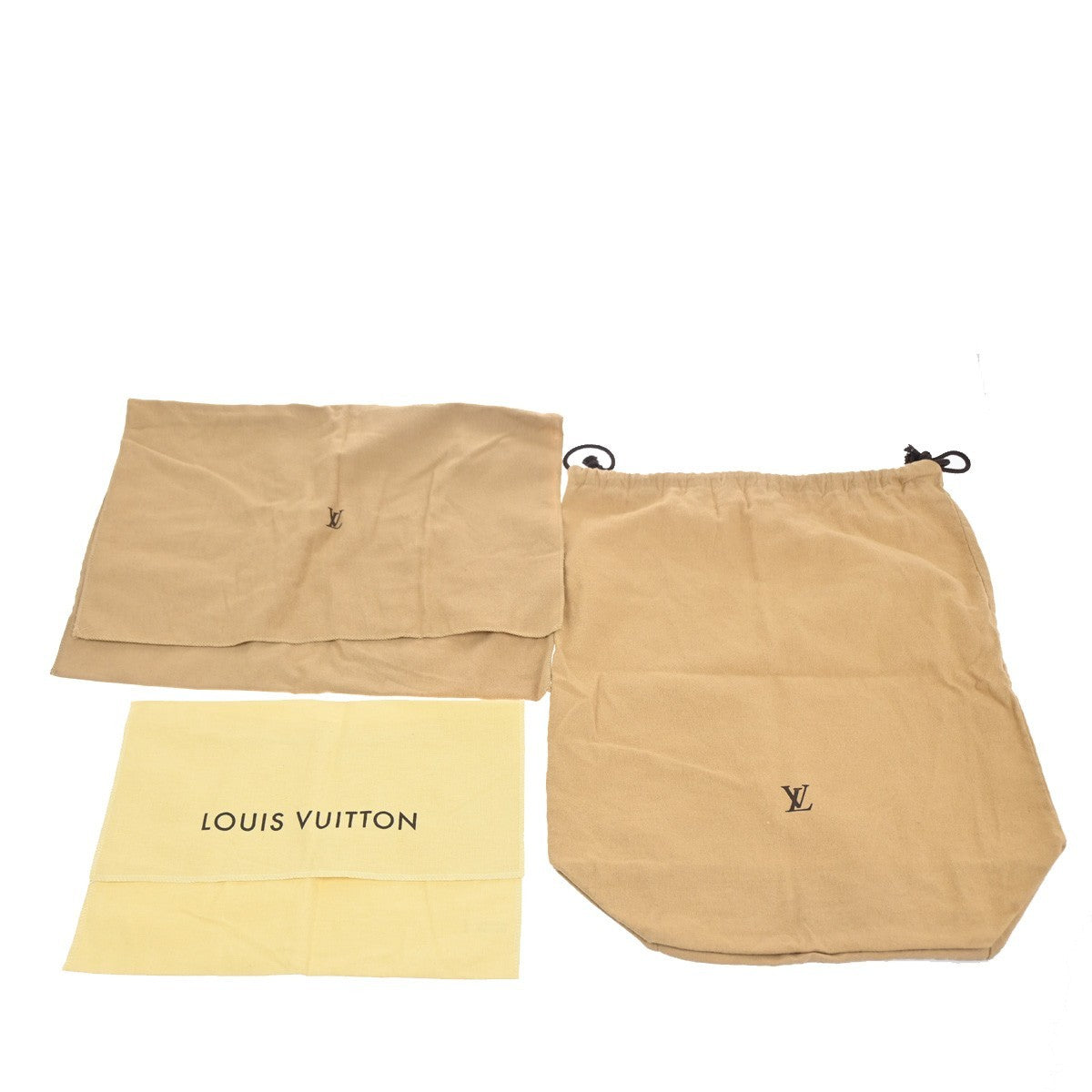 LOUIS VUITTON Logo 10 Set Dust Bag Drawstring Canvas Cotton Beige Brown 09KC752