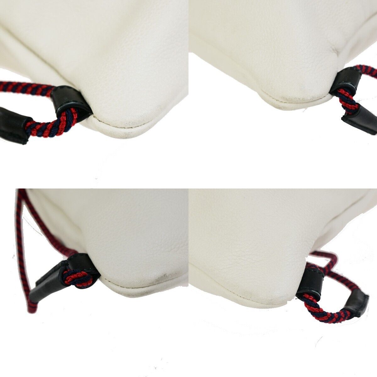 GUCCI GG Logo Print Drawstring Backpack Bag Leather White Italy 84FB214