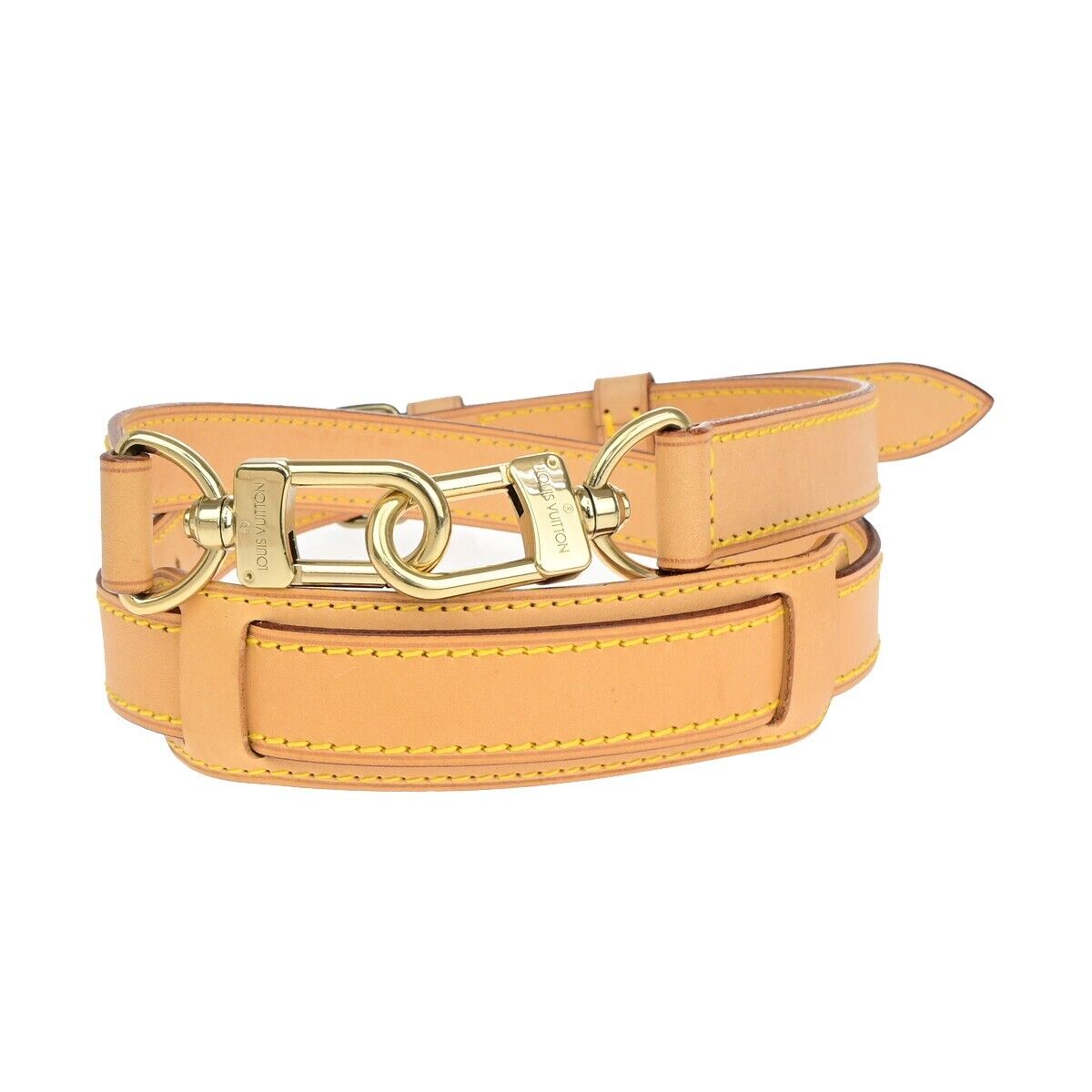 LOUIS VUITTON Logo Shoulder Strap Leather Brown Gold Bag Accessory 30YF258