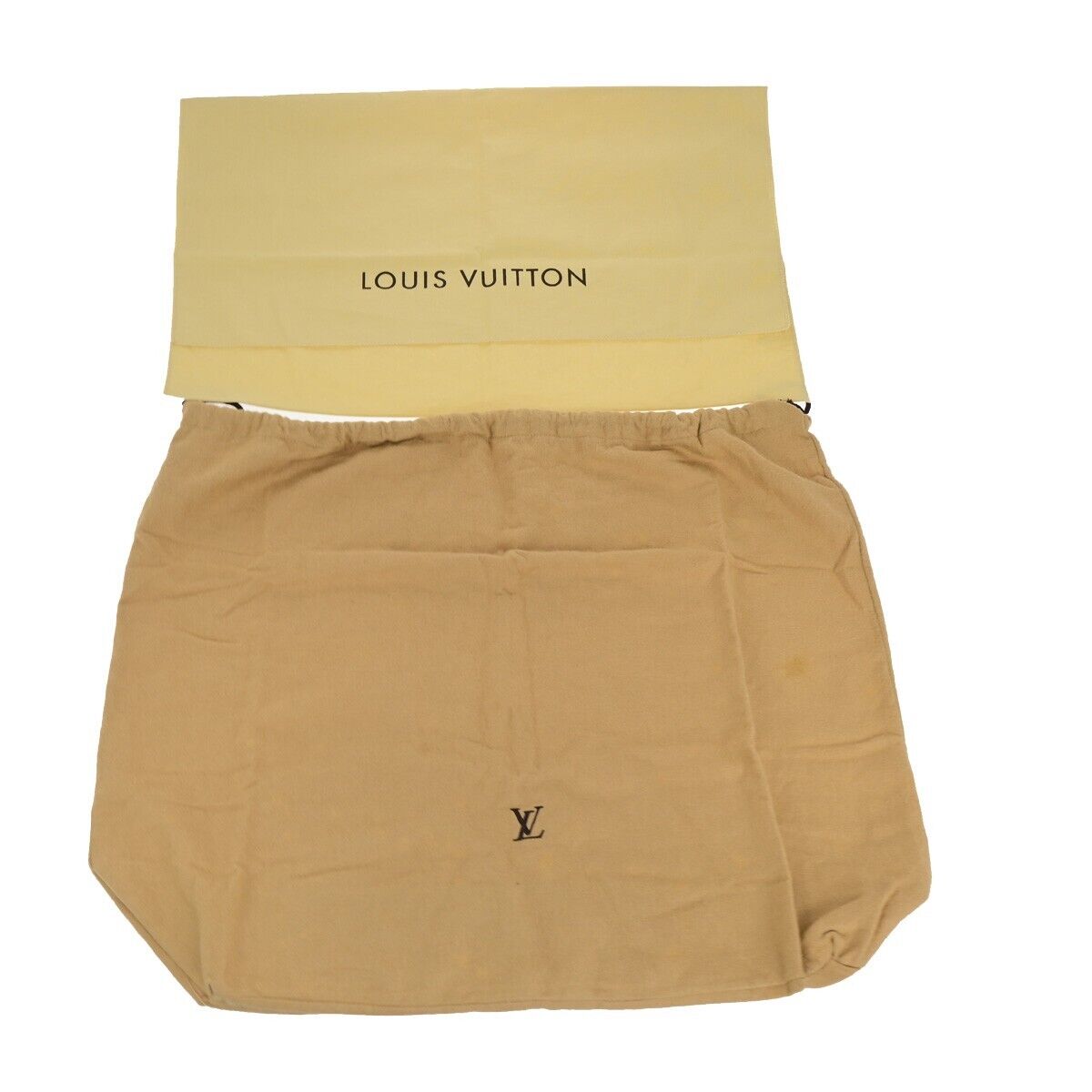 LOUIS VUITTON Logo 10 Set Dust Bag Drawstring Canvas Cotton Beige Brown 09YG350