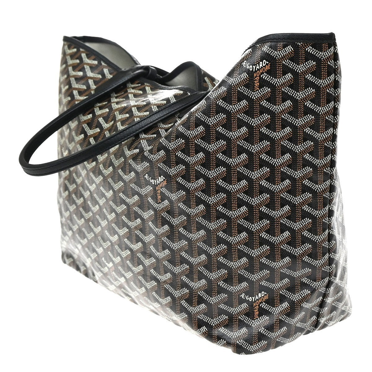 GOYARD Saint Louis PM Shoulder Tote Bag Coating Canvas Leather Black 332RF940