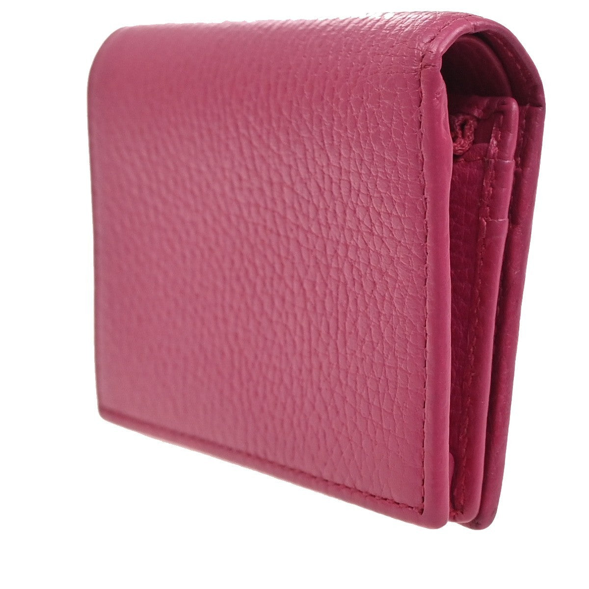 GUCCI Logo GG Marmont Trifold Compact Wallet Leather Pink GHW Italy 37MA483