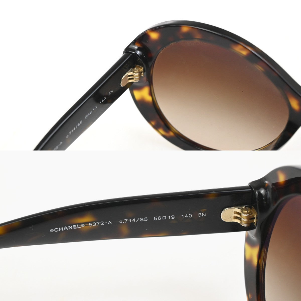CHANEL CC Logo Sunglass Eye Wear Plastic Brown GHW 5372-A Italy 63ZA113
