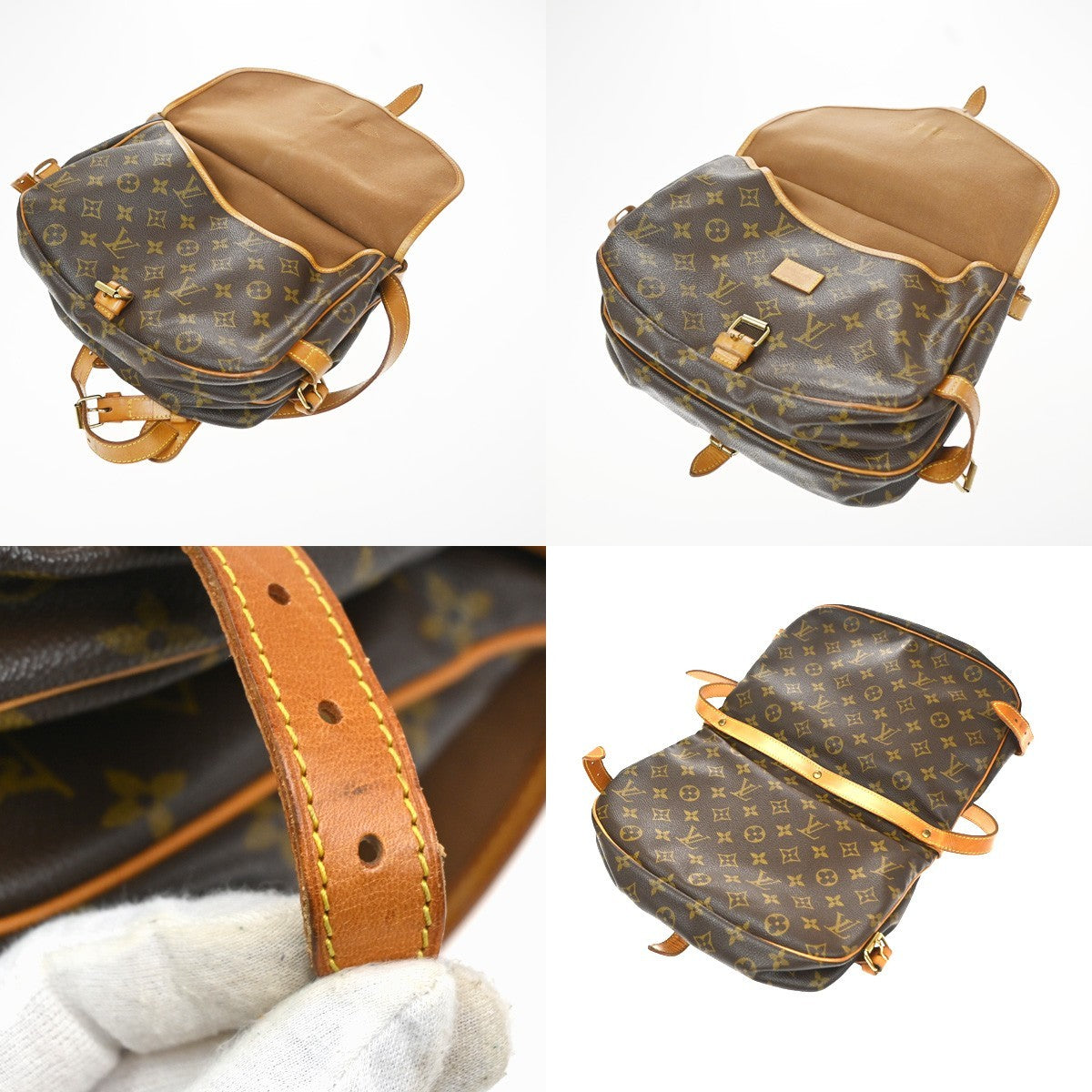 LOUIS VUITTON Logo Saumur 30 Shoulder Bag Monogram Leather Brown M42256 70CA886